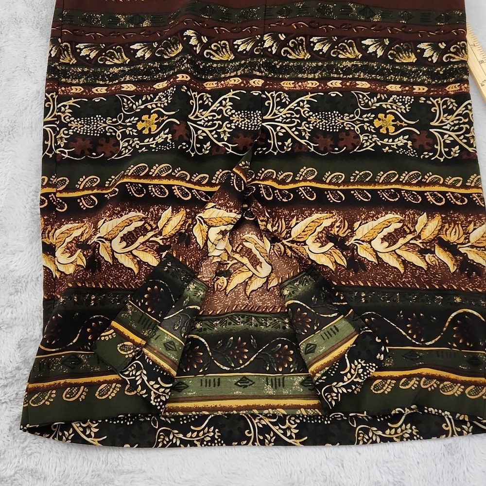 Sag Harbor Green Brown Tribal Maxi Dress Women's 12 Sleeveless Boho - Picture 7 of 11